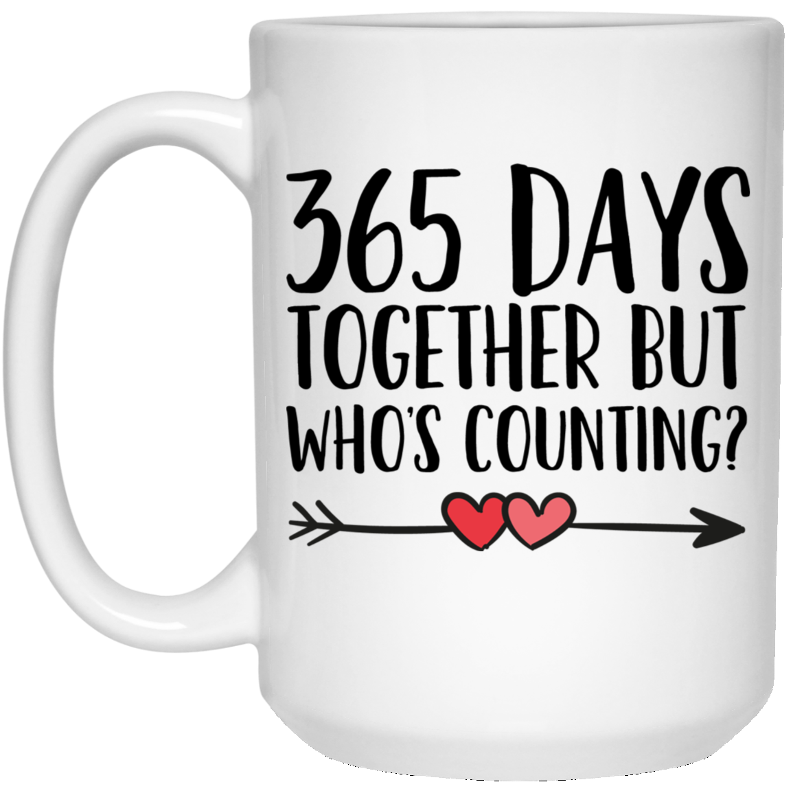 1er Aniversario 15 oz. Taza blanca