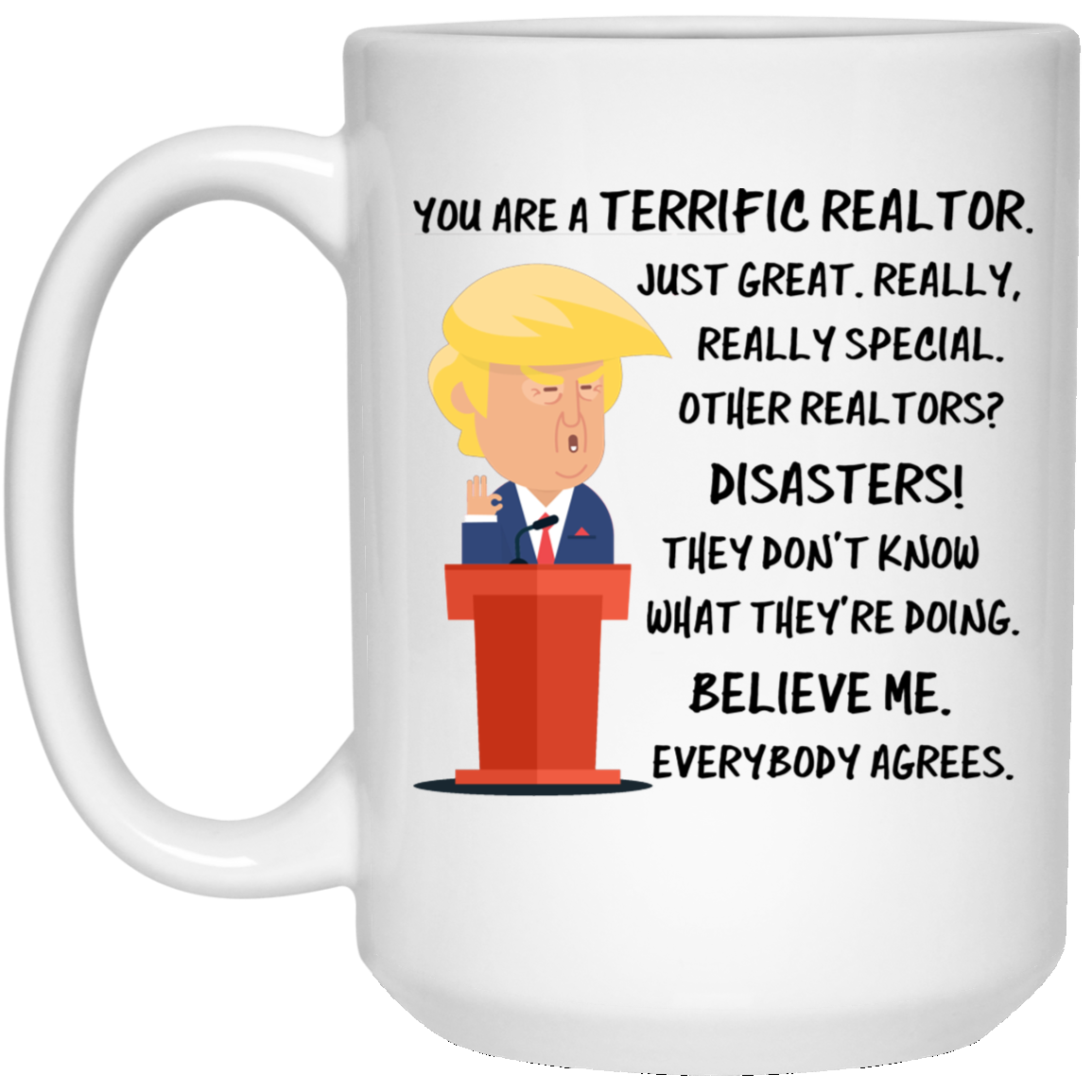 Taza Trump Agente inmobiliario 15 oz. Taza blanca