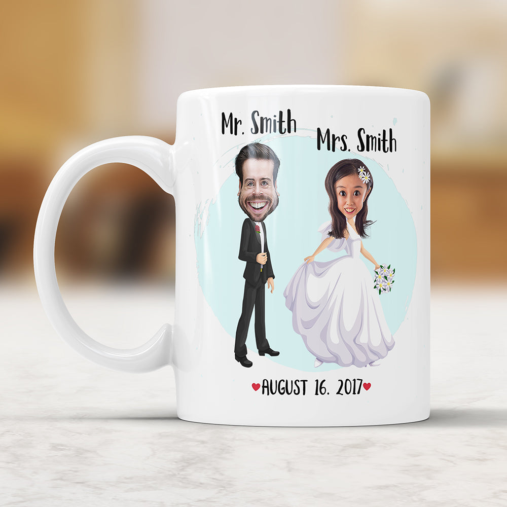 Benutzerdefinierte Karikatur Just Married Tasse