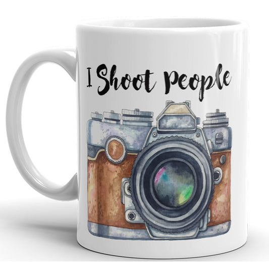 Ich schieße Menschen – lustige Kaffeetasse für Fotografen