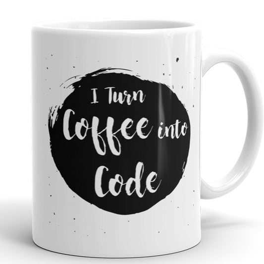 Convierto el café en código: taza de café divertida para programador