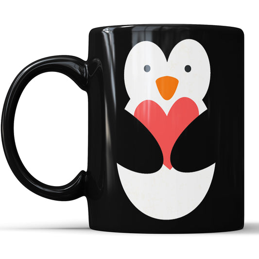 Linda taza de pingüino con corazón