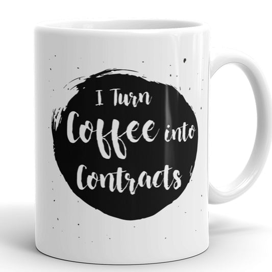 Convierto el café en contratos: taza de café divertida para compañeros de trabajo