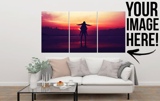 Arte de pared de 3 piezas: impresiones personalizadas en lienzo fotográfico con panel dividido