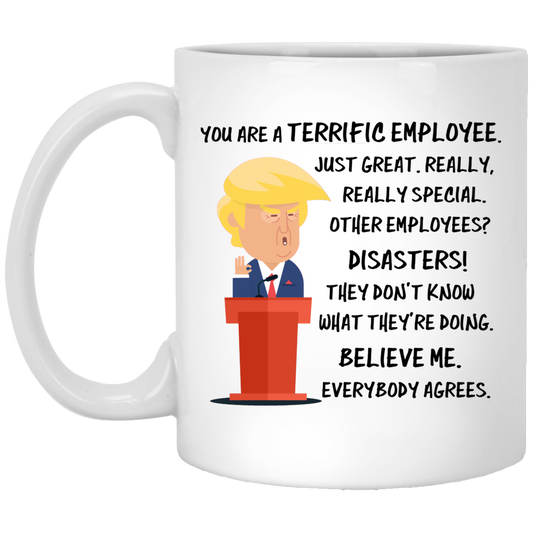 Empleado Trump 11 oz. Taza blanca