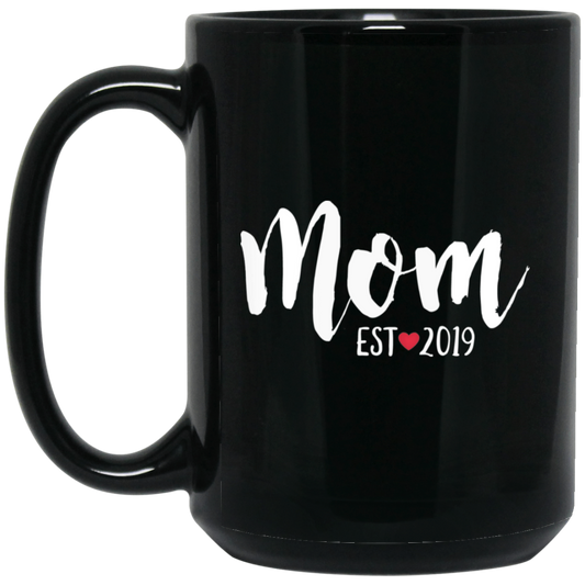 Mamá est. 2019 15 oz. Taza negra